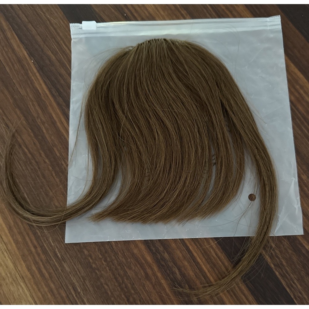 Light Brown Clip-In Fringe Bangs with Side Temple Face Framing New